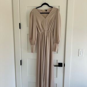 SHEIN Taupe Long Sleeve Maxi Dress